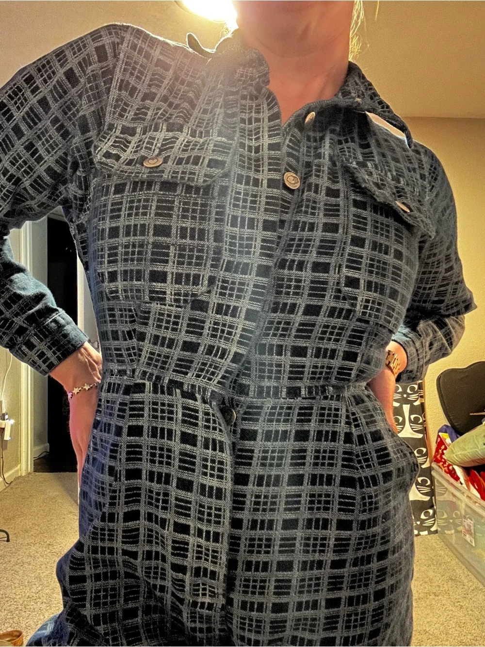 Nasty Gal plaid denim boiler suit - Picture 3 of 8